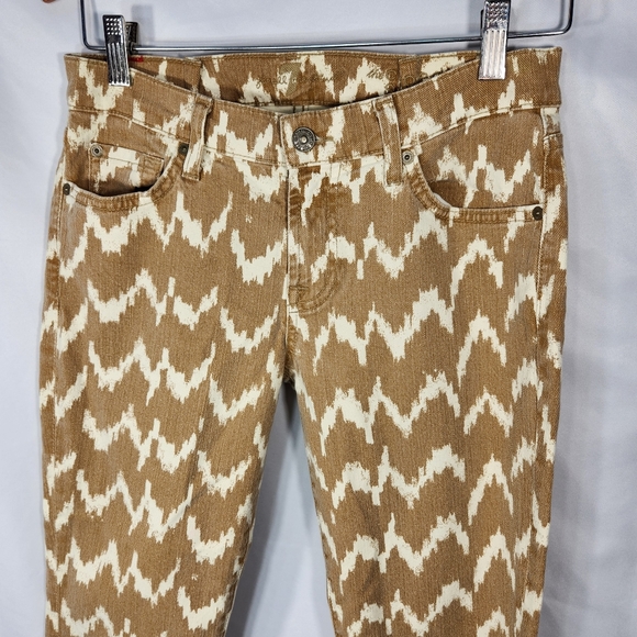 7 for all mankind Anthropologie Tan White Cropped Skinny 5 Pocket Jeans Siz3 27 - Picture 2 of 16